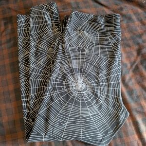 LuLaRoe Black Leggings with White Spiderweb Print